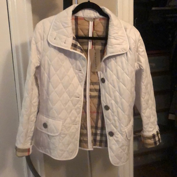 burberry white quilted jacket